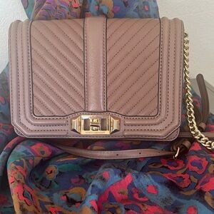 Rebecca Minkoff chevron Crossbody adjustable strap mocha bag